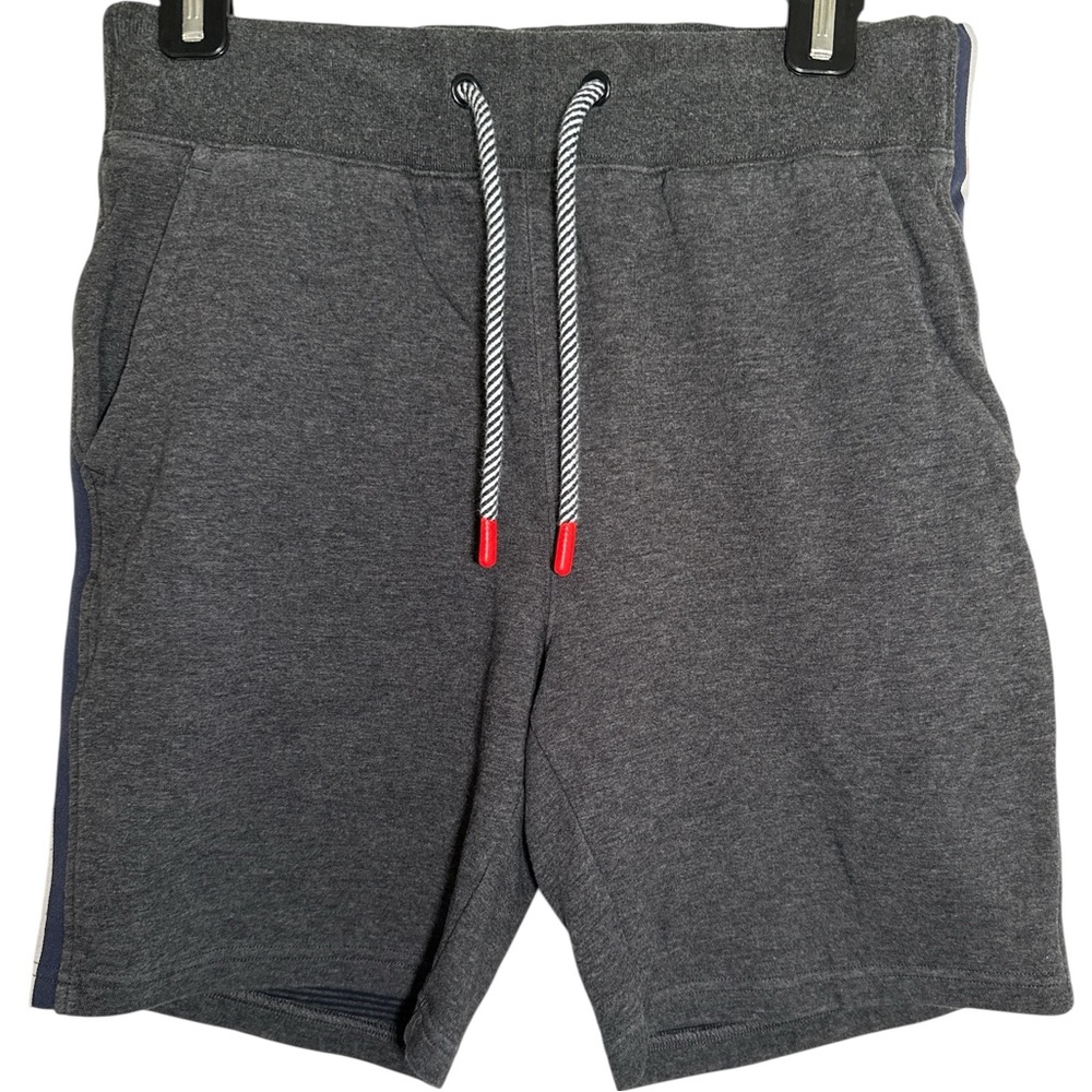 Men’s Psycho Bunny Charcoal Athletic Drawstring Shorts Blue White Detail